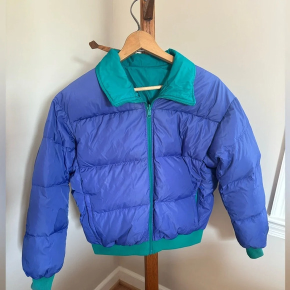 Vintage Columbia women’s XL teal & purple reversible duck down puffer jacket - Picture 7 of 7
